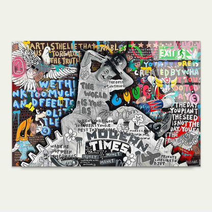 Urban Collage Typograph Tempered Glass Printing Wall Art Australian Made Quality - Bella Home Decor