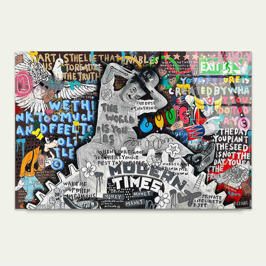 Urban Collage Typograph Tempered Glass Printing Wall Art Australian Made Quality - Bella Home Decor