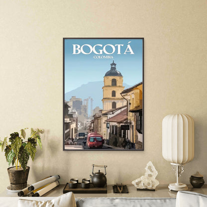 Colombia Bogota Cityscape Vintage Architecture Culture Travel Poster Print Wall Art