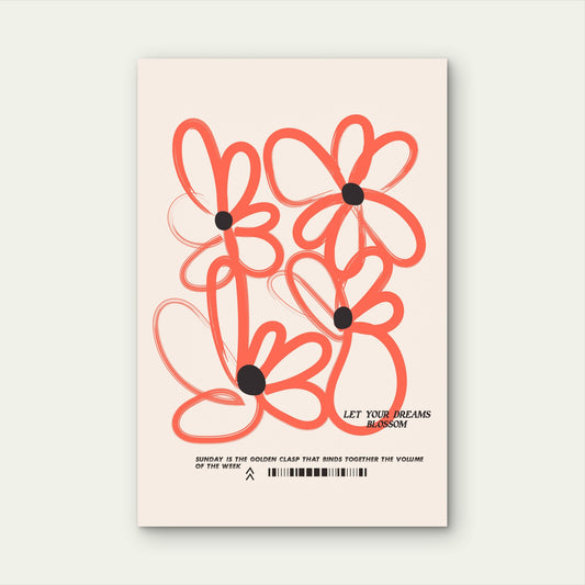 Red Floral Sunday Quote Gift 40x60cm Metal Print Ready to Hang
