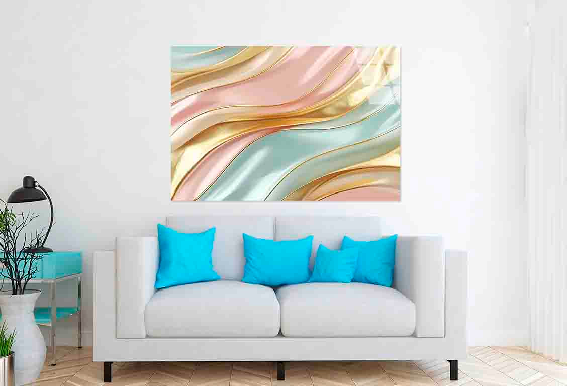 Metallic Ribbon Pastel Tempered Glass Printing Wall Art Australian Made Quality