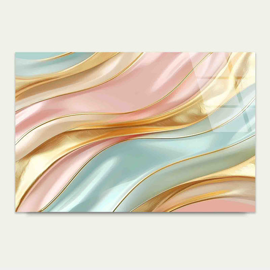 Metallic Ribbon Pastel Tempered Glass Printing Wall Art Australian Made Quality