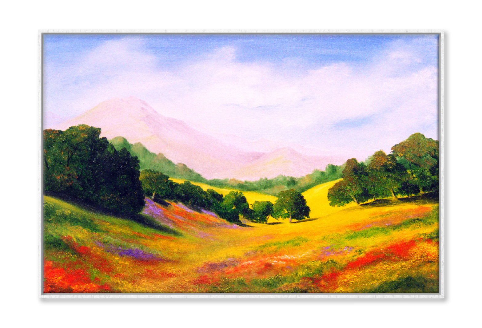 Trees on Landscape & Mountains Oil Painting Wall Art Limited Edition High Quality Print Canvas Box Framed White