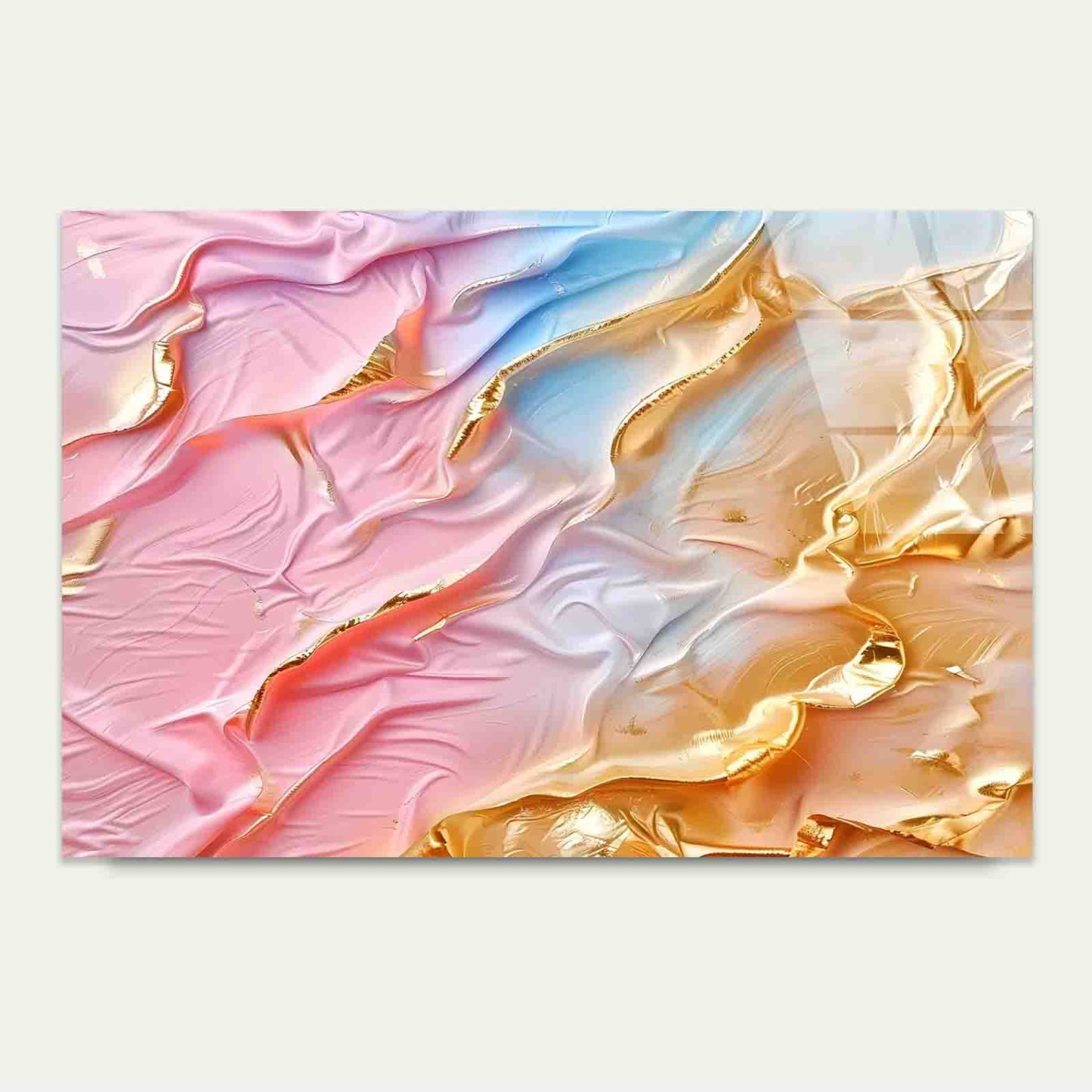Pink Blue Pastel Gold Tempered Glass Printing Wall Art Australian Made Quality
