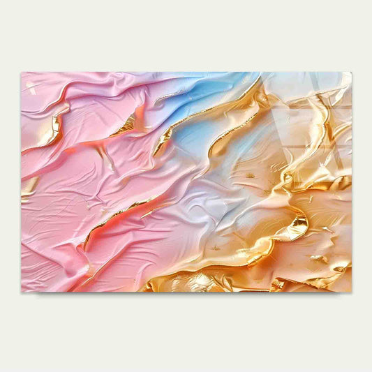 Pink Blue Pastel Gold Tempered Glass Printing Wall Art Australian Made Quality