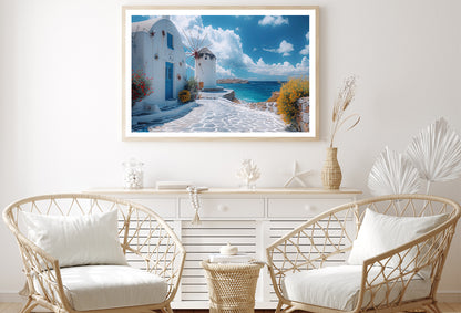 White Building, White Tower in Greece Home Decor Premium Quality Poster Print Choose Your Sizes