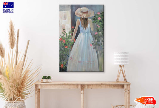 A Woman's Back, White Dress & Hat Wall Art Limited Edition High Quality Print