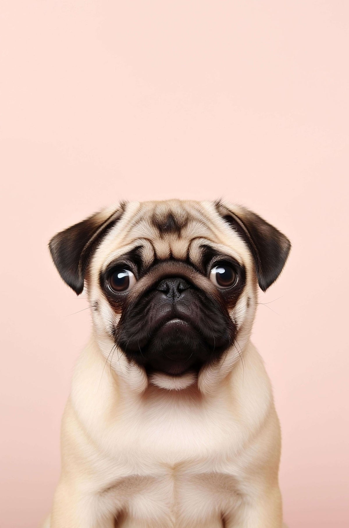 Adorable Pug Puppy Pink Portrait 40x60cm Metal Print Ready to Hang