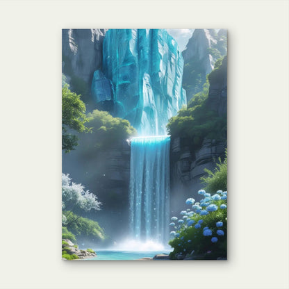 Blue Crystal Glacial Waterfall 60x90cm Metal Print Ready to Hang