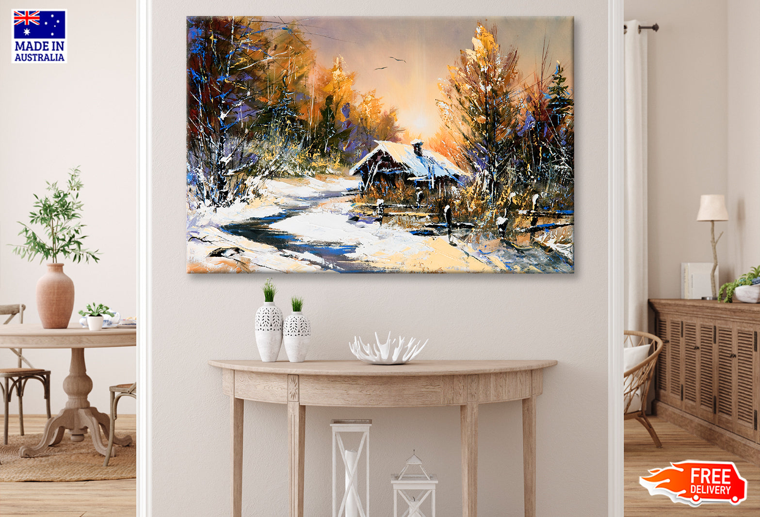 Rural Winter Landscape Autumn Painting Wall Art Limited Edition High Quality Print