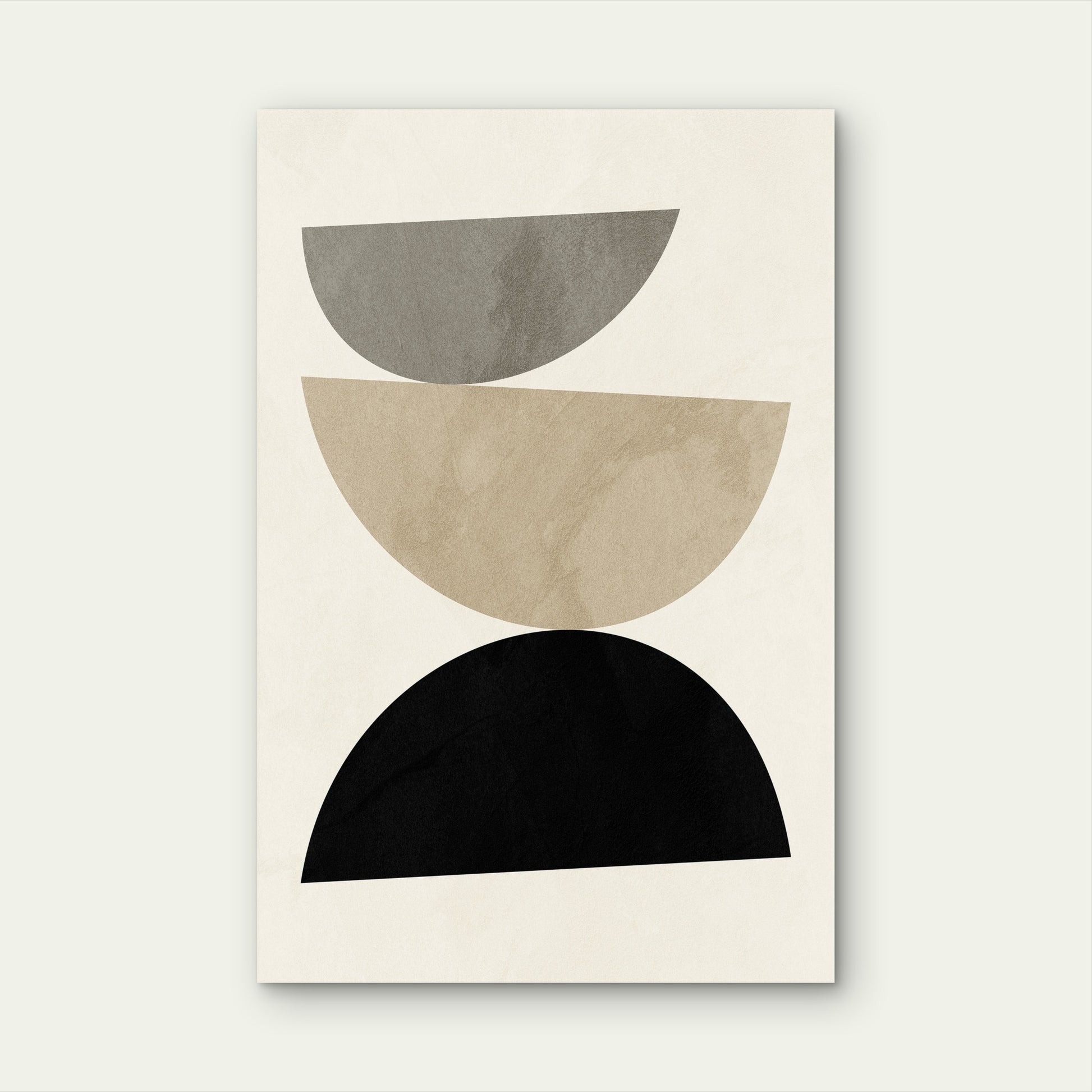 Geometric Abstract Shapes Gray Beige 40x60cm Metal Print Ready to Hang