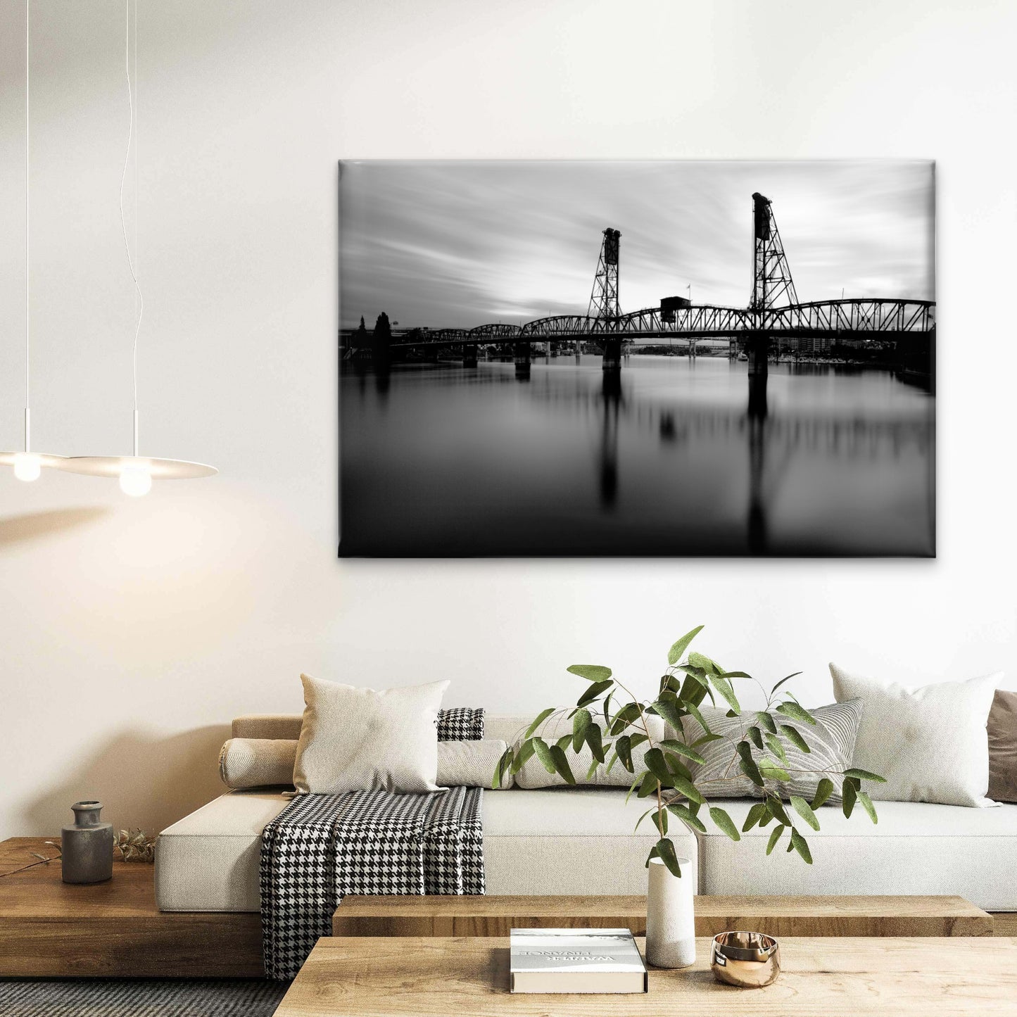 Classic Steel Truss Hawthorne Bridge Crossing Portland United States Wall Art Decor 100% Australian Made