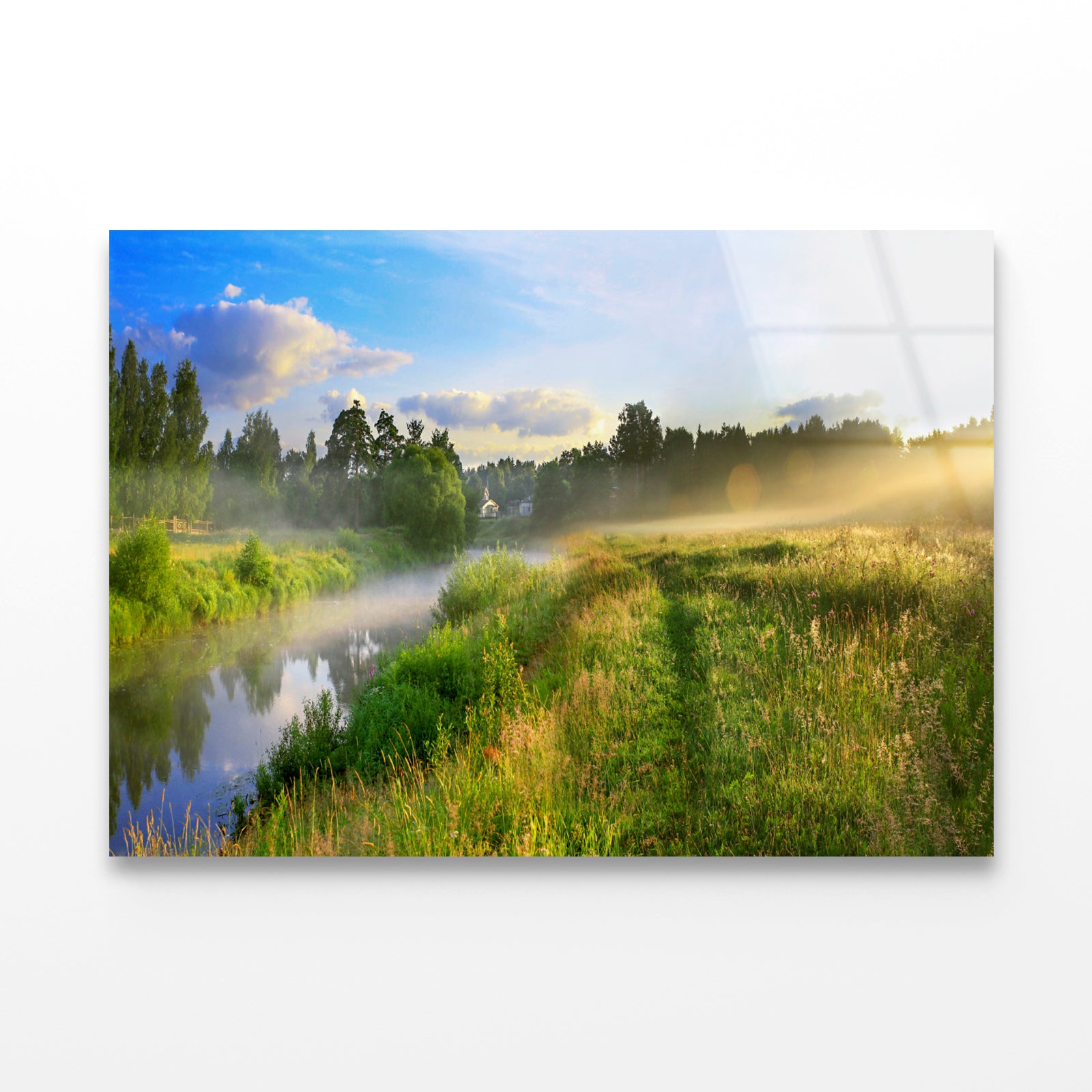 Sunrise, Fog and the River Acrylic Glass Print Tempered Glass Wall Art 100% Made in Australia Ready to Hang - Bella Home Decor