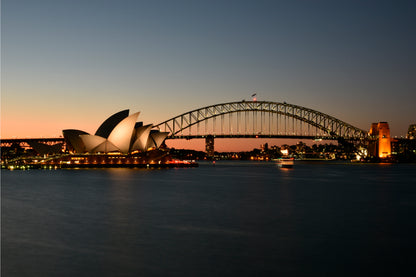 Sydney Opera House and Harbour Bridge Night View Wall Art Decor 100% Australian Made