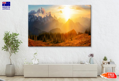 Mountain & Forest Sunset Sky View Wall Art Decor 100% Australian Made