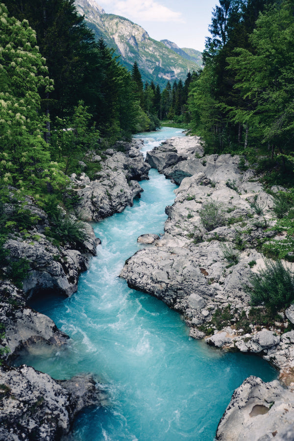 Beautiful Blue Apline River Soca Portrait Photograph Acrylic Glass Print Tempered Glass Wall Art 100% Made in Australia Ready to Hang - Bella Home Decor