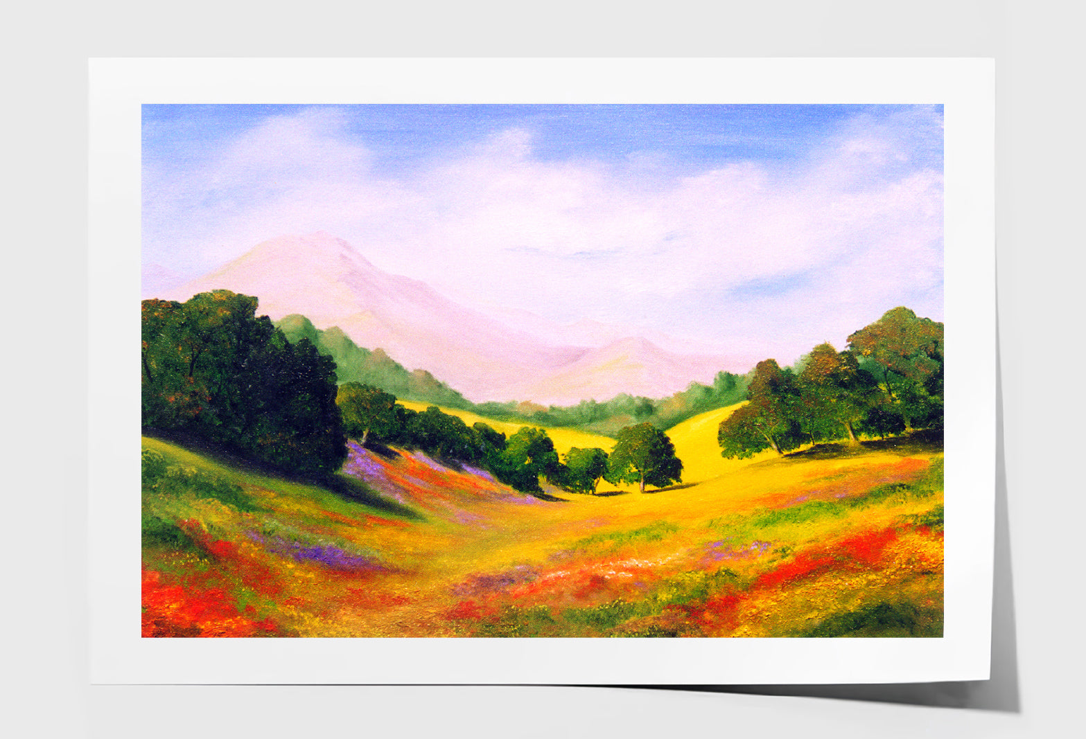 Trees on Landscape & Mountains Oil Painting Wall Art Limited Edition High Quality Print Unframed Roll Canvas None