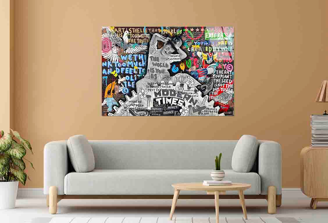 Urban Collage Typograph Tempered Glass Printing Wall Art Australian Made Quality - Bella Home Decor