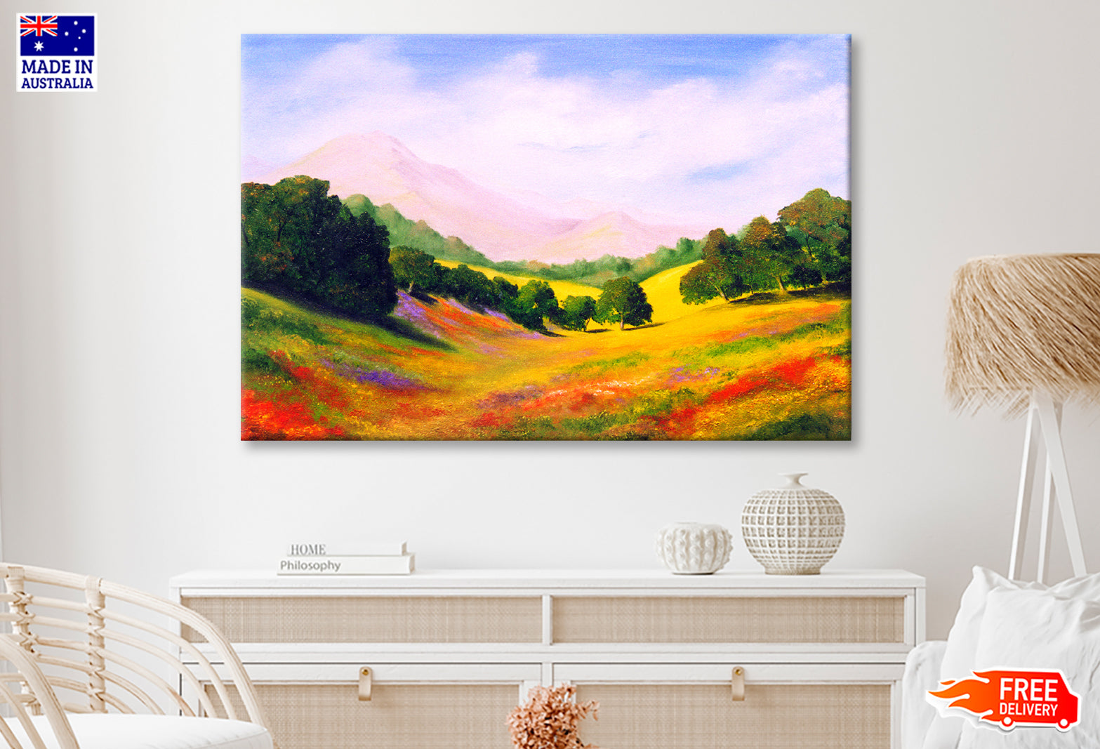 Trees on Landscape & Mountains Oil Painting Wall Art Limited Edition High Quality Print