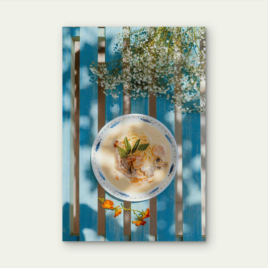 Creamy Shrimp Pasta 60x90cm Metal Print Ready to Hang