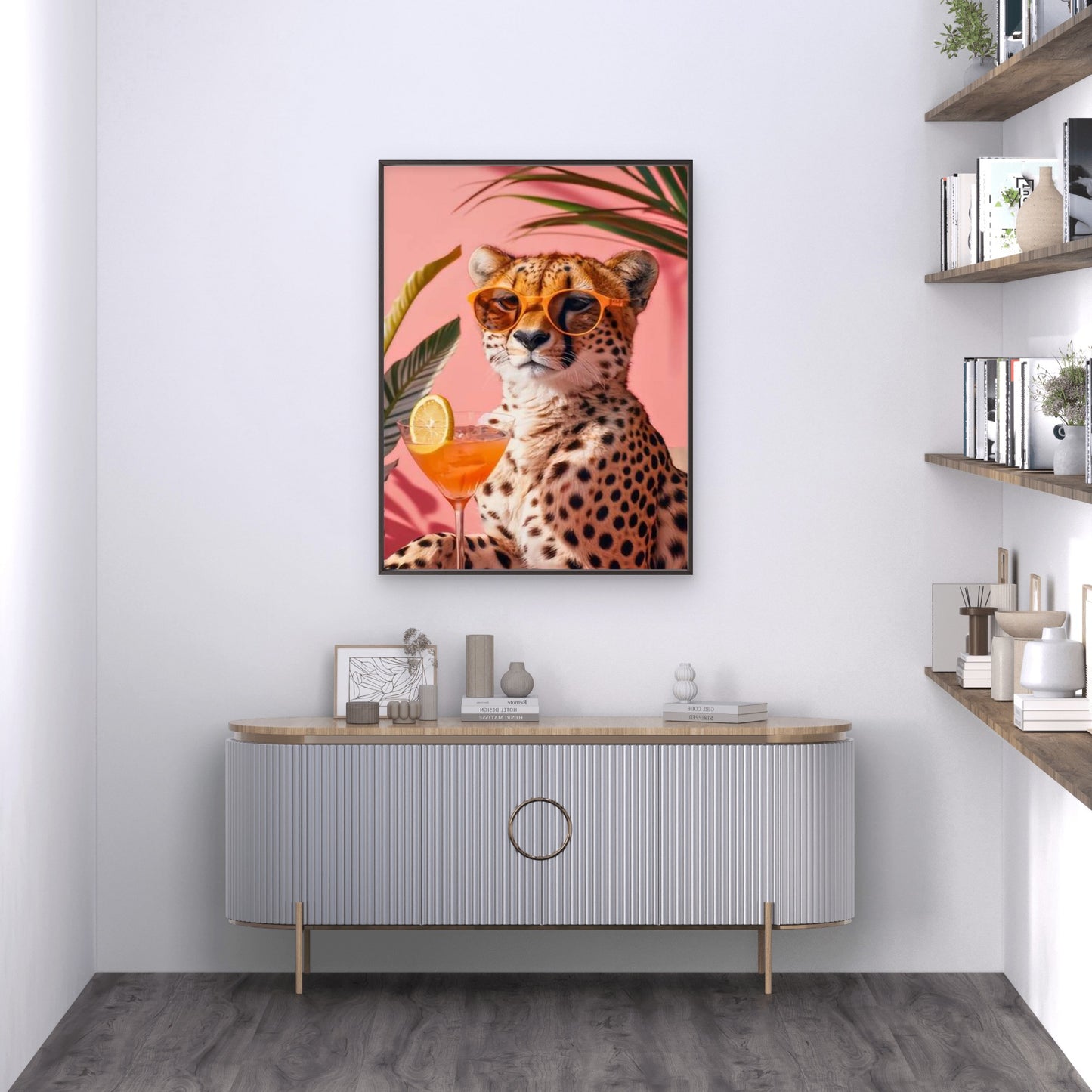 Leopard with Martini Relaxation Fashion Home Decor Premium Quality Poster Print Choose Your Sizes - Bella Home Decor