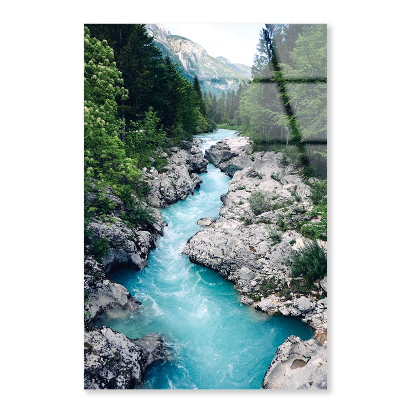Beautiful Blue Apline River Soca Portrait Photograph Acrylic Glass Print Tempered Glass Wall Art 100% Made in Australia Ready to Hang - Bella Home Decor