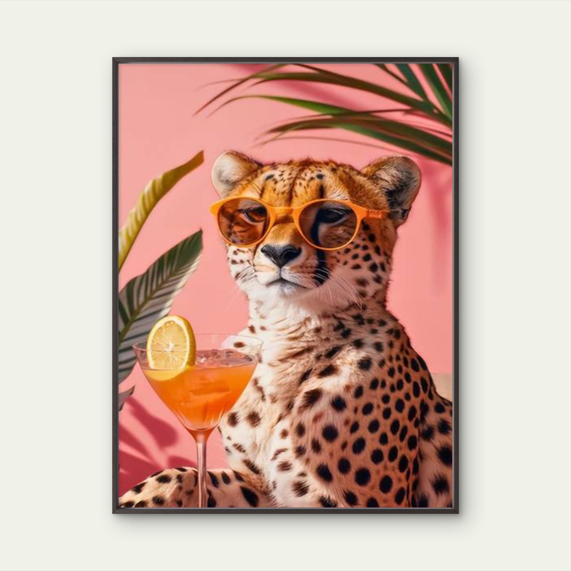 Leopard with Martini Relaxation Fashion Home Decor Premium Quality Poster Print Choose Your Sizes - Bella Home Decor