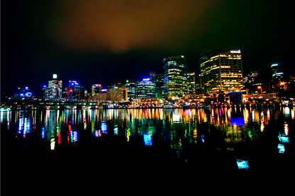 Sydney CBD Darling Harbour Nightscape Wall Art Decor 100% Australian Made