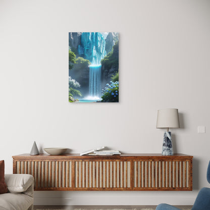 Blue Crystal Glacial Waterfall 60x90cm Metal Print Ready to Hang
