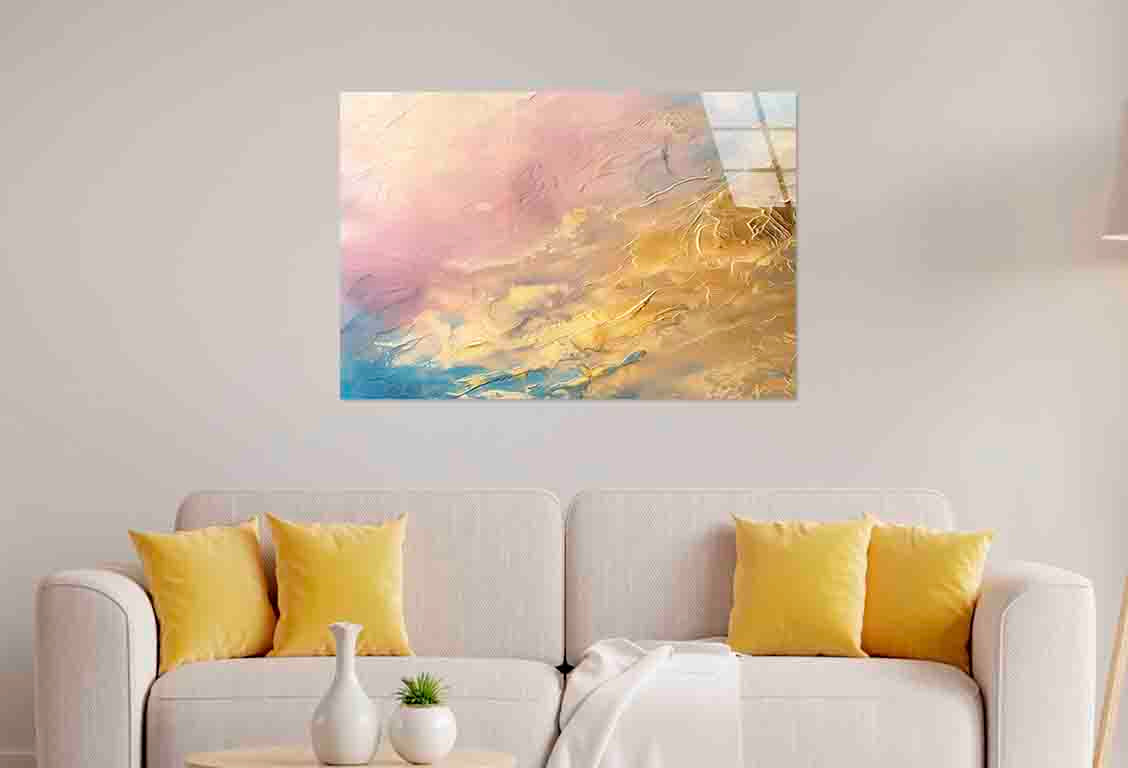 Textured Pastel Abstract Tempered Glass Printing Wall Art Australian Made Quality