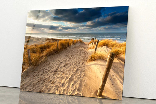 Sand Path to North Sea Beach, Holland Acrylic Glass Print Tempered Glass Wall Art 100% Made in Australia Ready to Hang