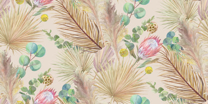 Boho Pink Protea Eucalyptus Wall Art Canvas Office Home Room Framed 120x60cm