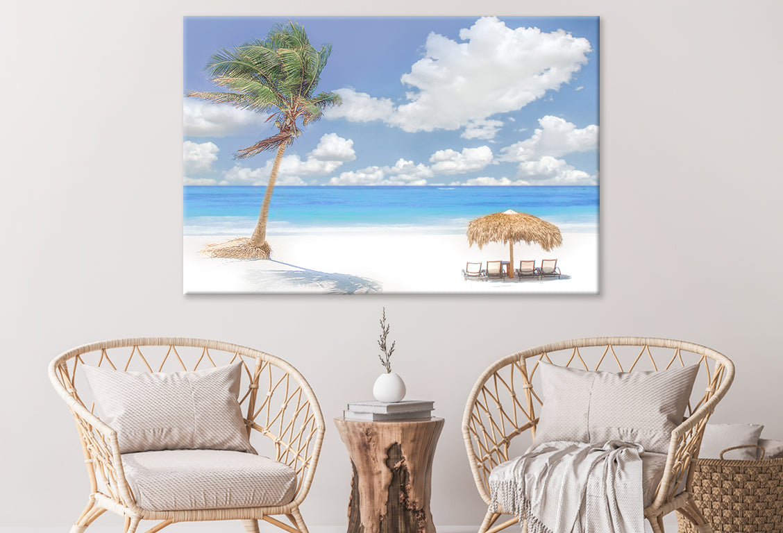 Beach Hut and Coconut Tree Print 100% Australian Made