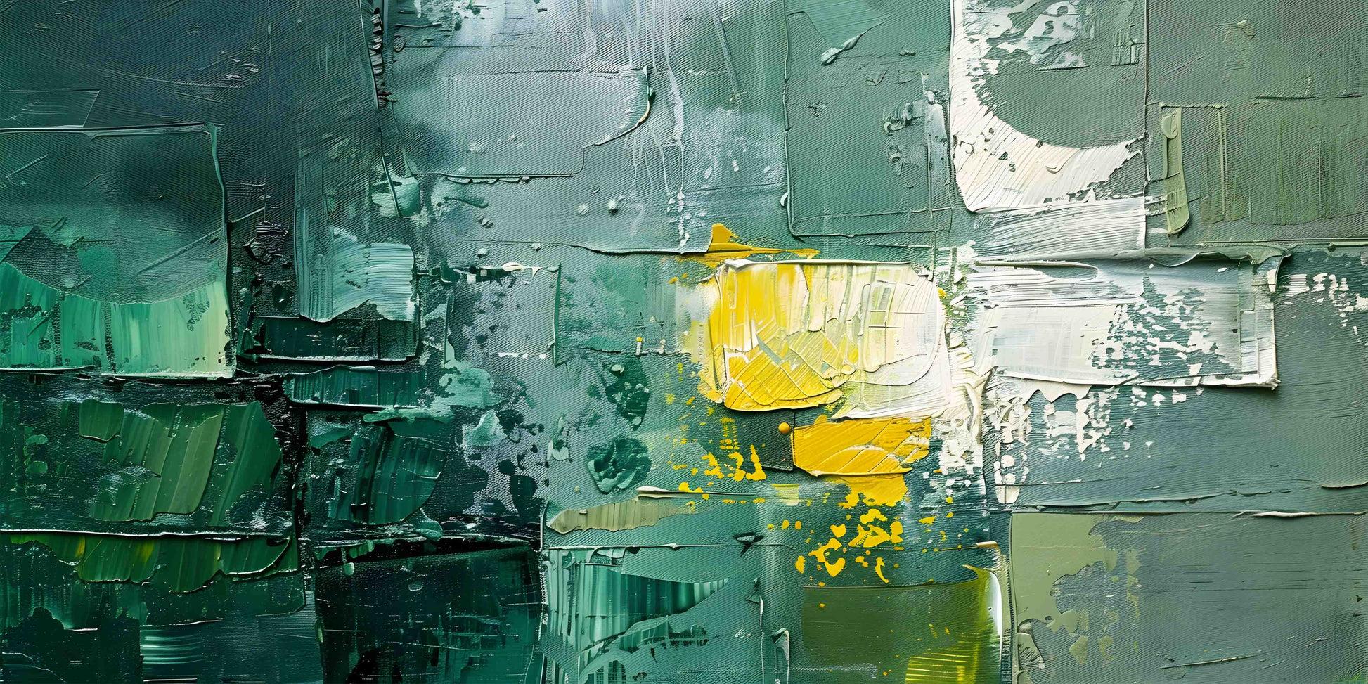 Green Abstract Oil Texture Wall Art Canvas Office Home Room Framed 120x60 cm - Bella Home Decor