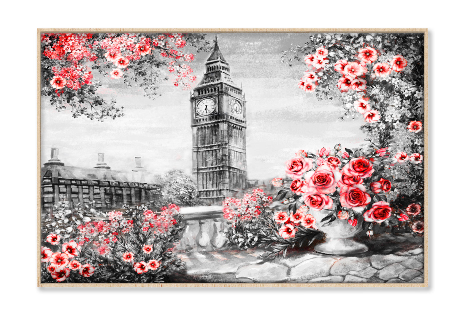 Summer In London City Oil Painting Wall Art Limited Edition High Quality Print Canvas Box Framed Natural