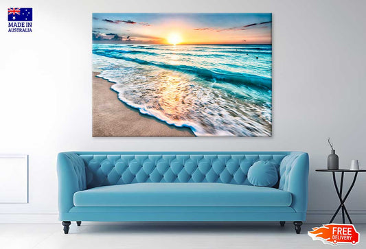 Sunrise Over Beach in Cancun Print Canvas Ready to hang