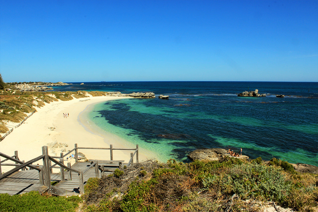 Sunny Wooden Boardwalk Leading To Beautiful Pinky Beach, Perth, Australia Wall Art Decor 100% Australian Made
