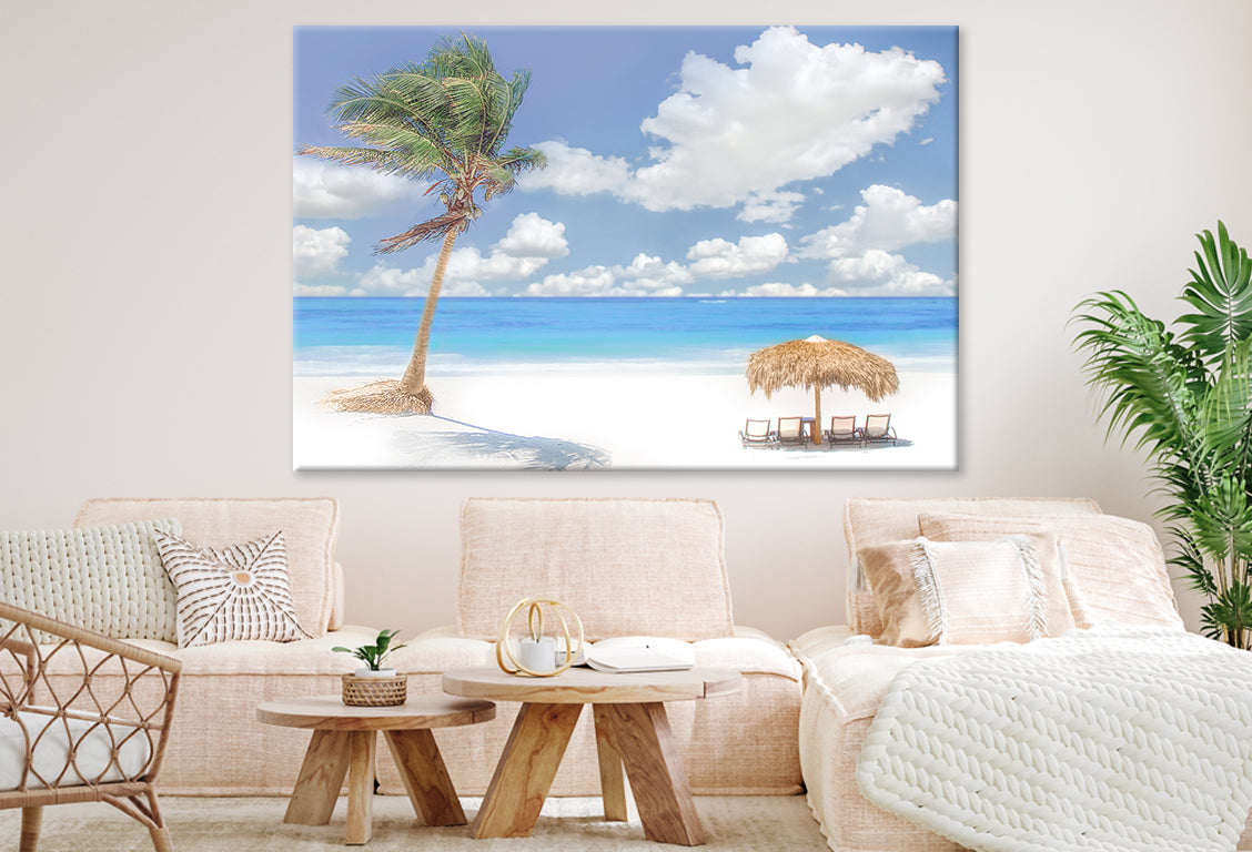 Beach Hut and Coconut Tree Print 100% Australian Made