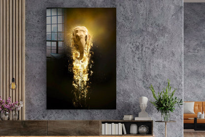 Gold Elephant Abstract UV Direct Aluminum Print Australian Made Quality