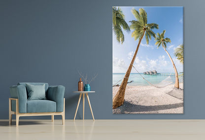 Beach with Palm Trees and Hammock Print 100% Australian Made