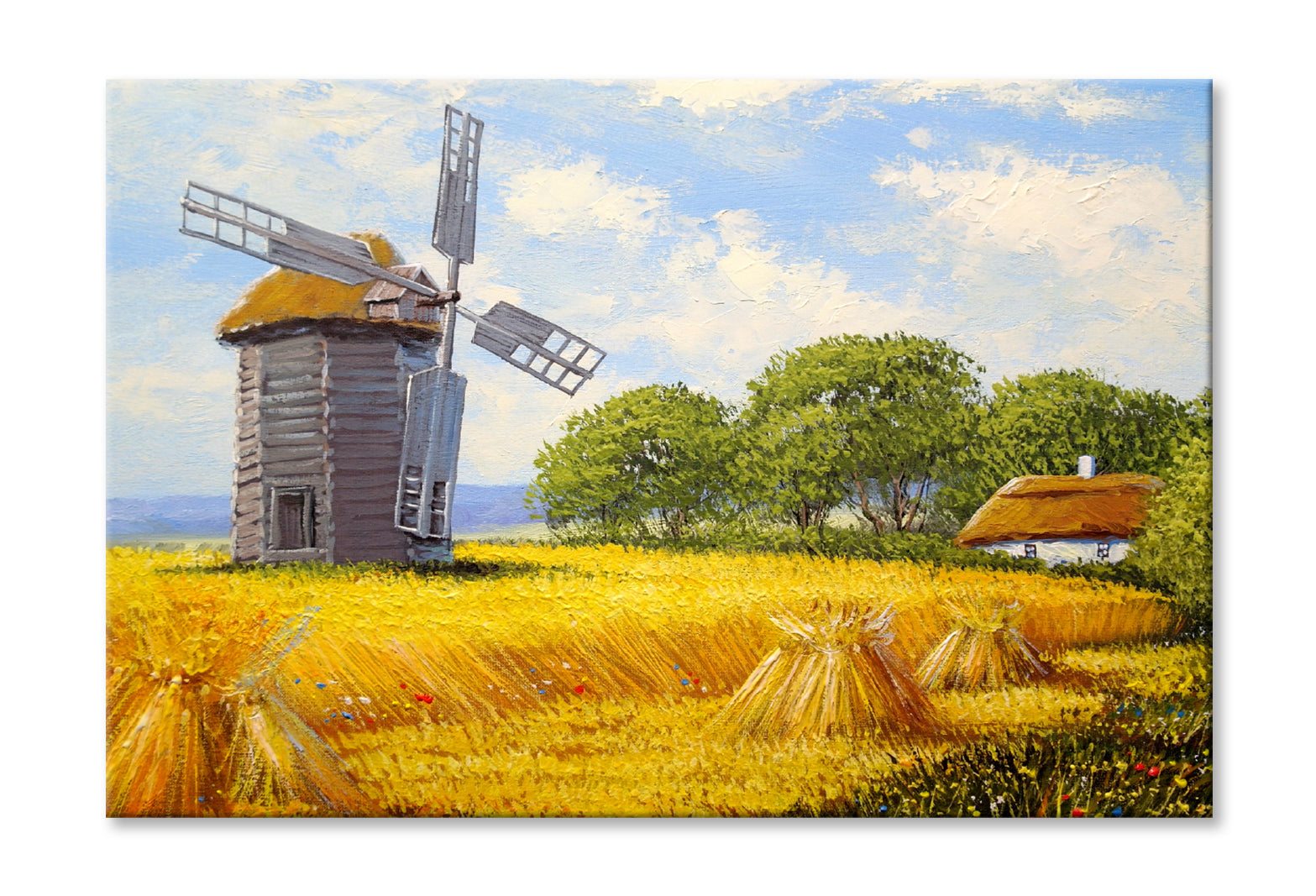 Old Village Windmill in Ukraine Oil Painting Wall Art Limited Edition High Quality Print Stretched Canvas None