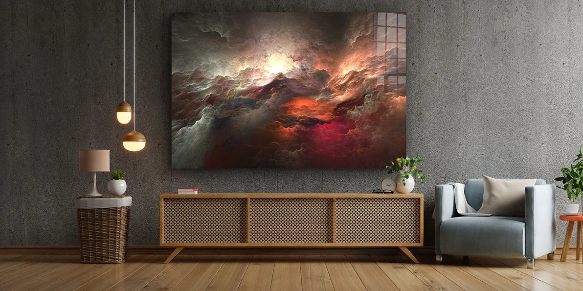 Red Abstract Clouds UV Direct Aluminum Print Australian Made Quality