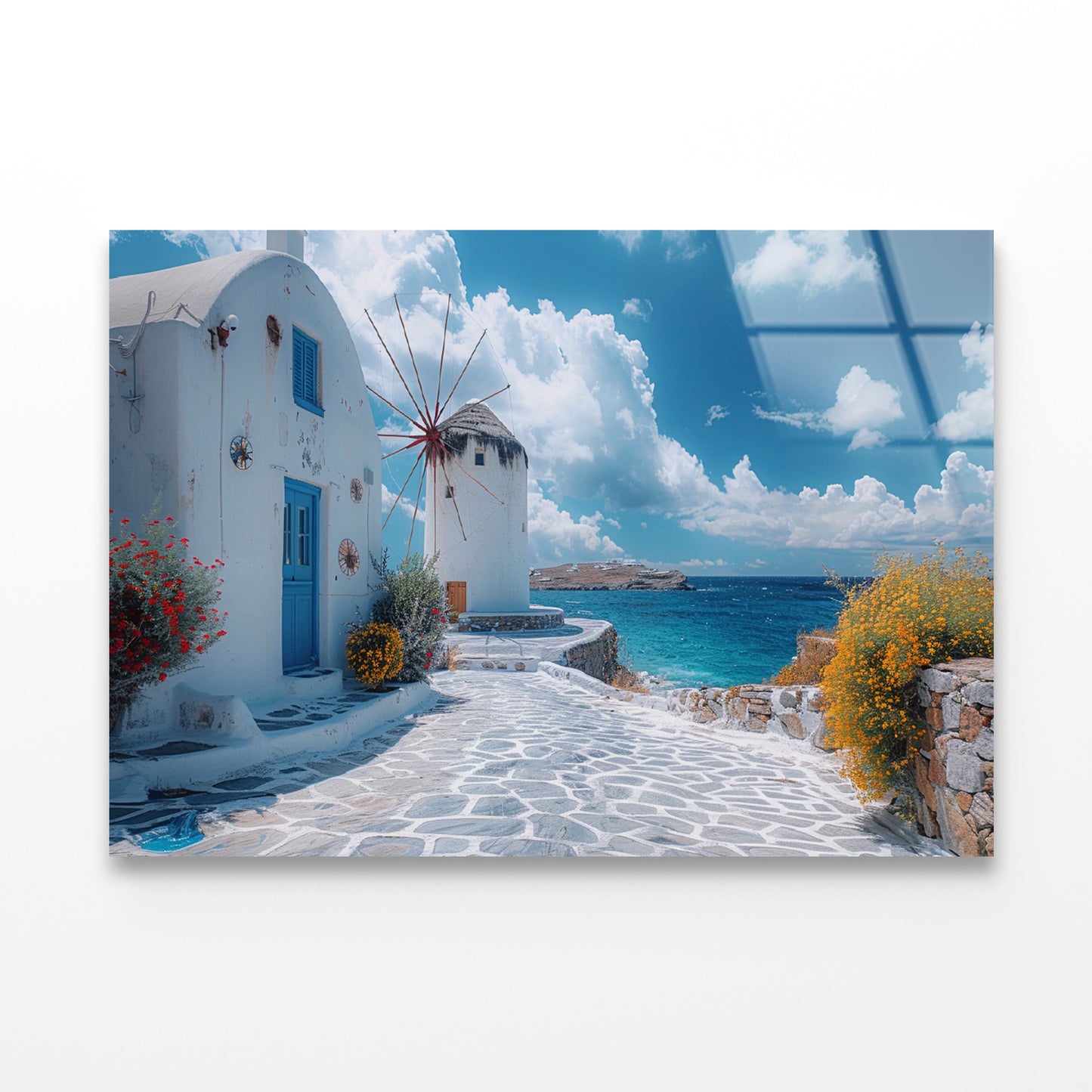White Building, White Tower in Greece Acrylic Glass Print Tempered Glass Wall Art 100% Made in Australia Ready to Hang - Bella Home Decor