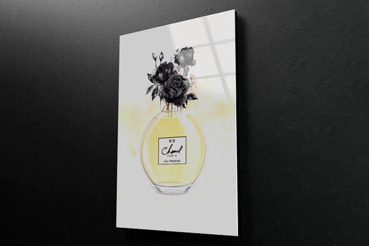 Yellow Black Perfume 3D Design Acrylic Glass Print Tempered Glass Wall Art 100% Made in Australia Ready to Hang