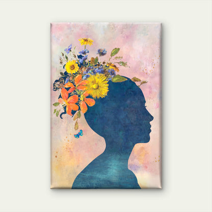 Vibrant Flowers Head Mental Health Silhouette Woman Wall Art Decor 100% Australian Made - Bella Home Decor