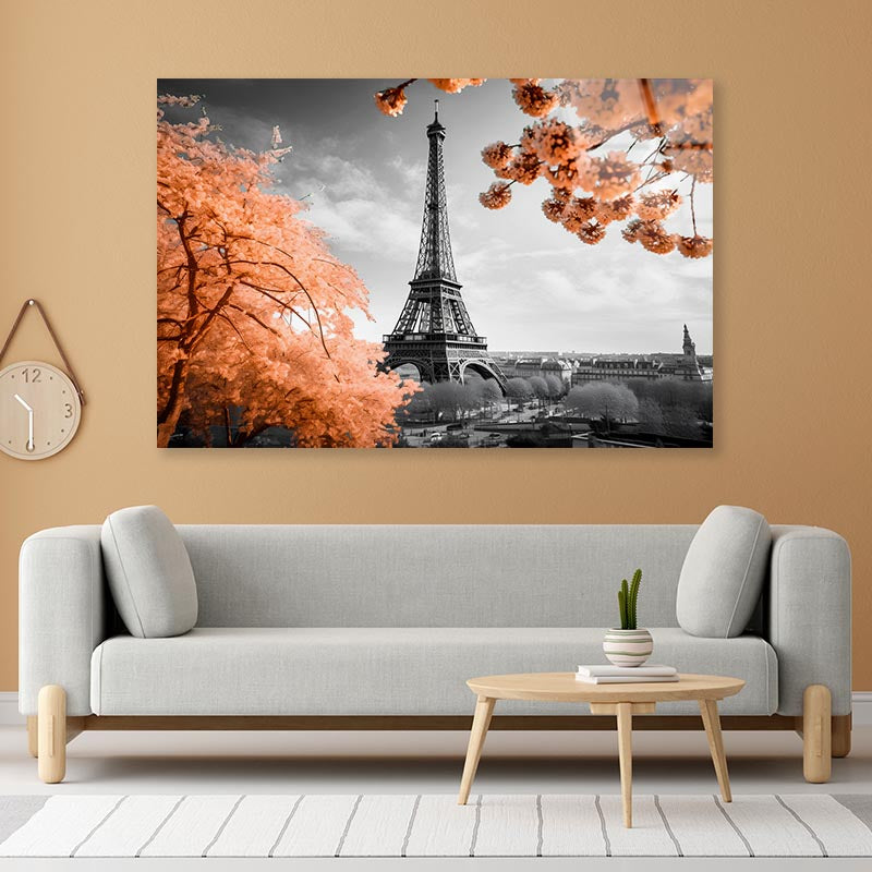 Black Peach Eiffel Tower Acrylic Glass Print Tempered Glass Wall Art 100% Made in Australia Ready to Hang