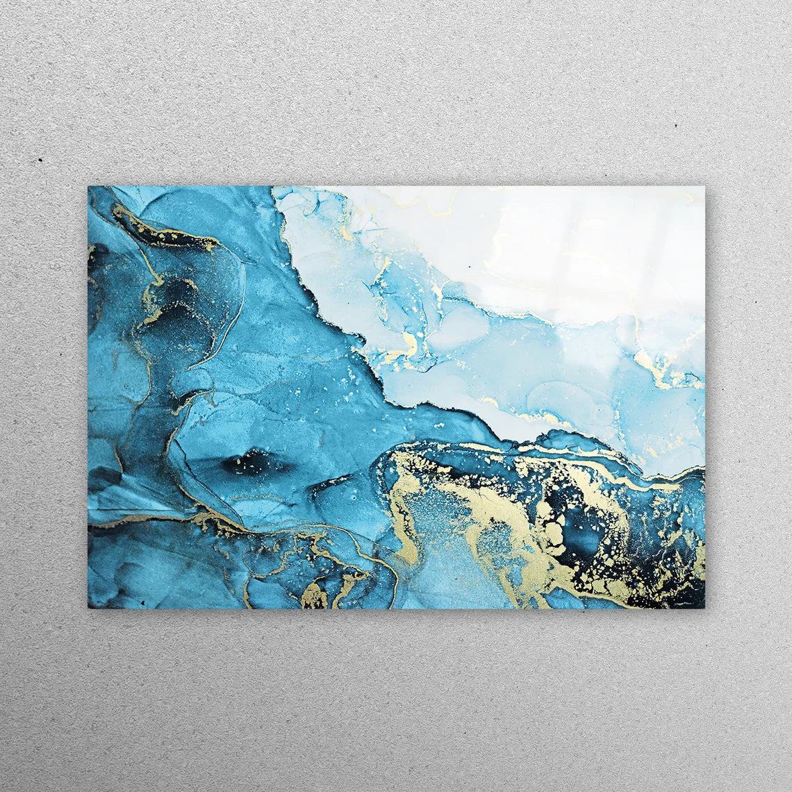 Blue Tones Marble Wall Art Acrylic Glass Print Tempered Glass Wall Art 100% Made in Australia Ready to Hang