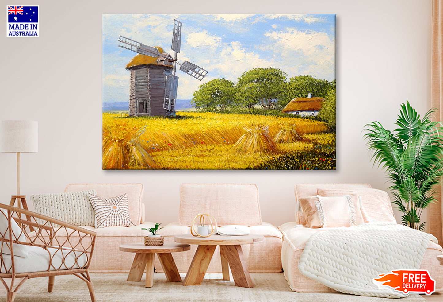 Old Village Windmill in Ukraine Oil Painting Wall Art Limited Edition High Quality Print