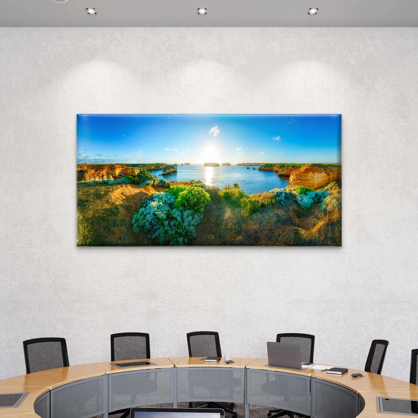 Sunset Island Bay Great Ocean Road Australia Wall Art Canvas Office Home Room Framed 120x60cm