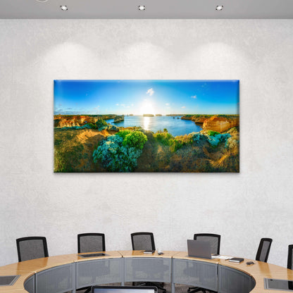 Sunset Island Bay Great Ocean Road Australia Wall Art Canvas Office Home Room Framed 120x60cm